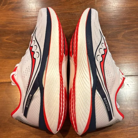 NWT Saucony Endorphin Speed 3 Boston Mens 13 White Navy Red Lace Up NIB NEW!