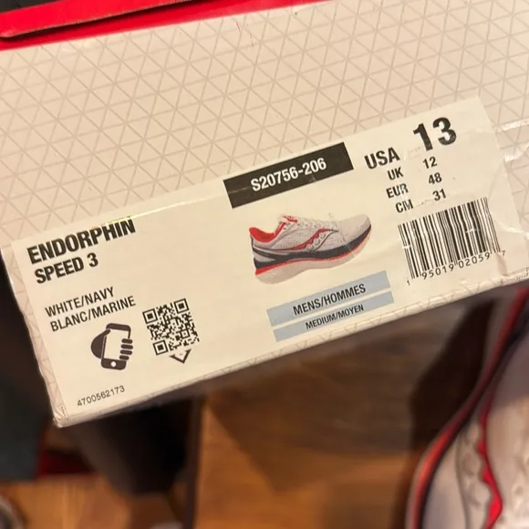 NWT Saucony Endorphin Speed 3 Boston Mens 13 White Navy Red Lace Up NIB NEW!