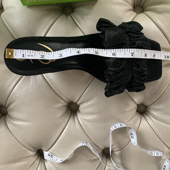 🔥NWT/Box Sam Edelman Kaddy Ruffle Heels RARE Black Satin Size 6.5🔥