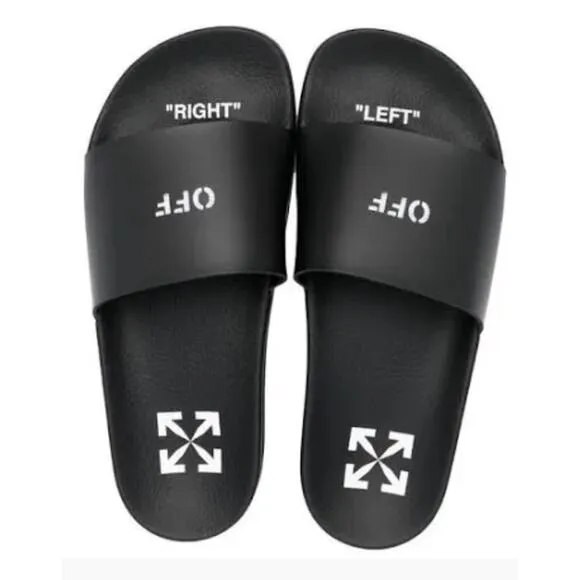 OFF-WHITE (TM) POOL SLIDERS in black. Size 41 (8 US Mens/10 Wmns) Virgil Abloh