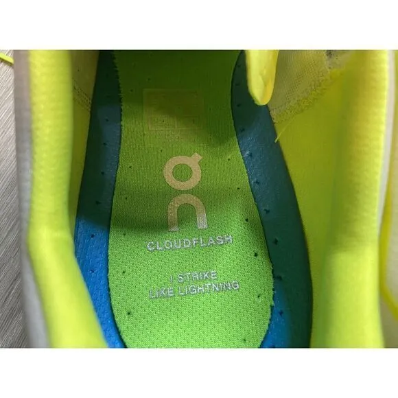 On Running Shoes Cloudflash Speed Athletic Sneaker Men 12.5 Neon‎ White Training