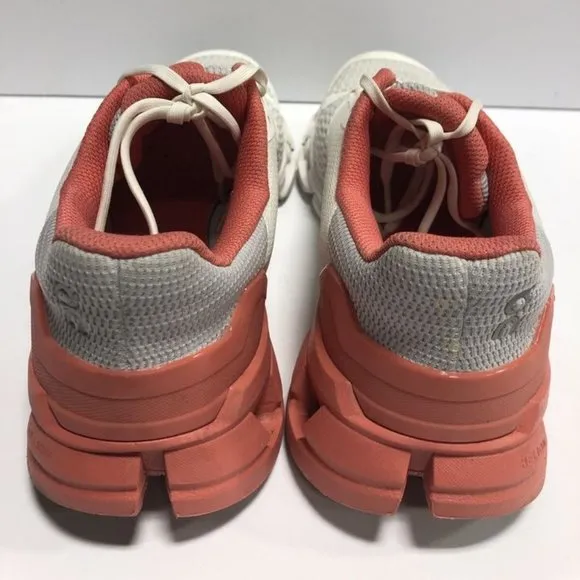 On Women’s Cloudflyer, White/Coral Running Shoes, Size 7.5M.
