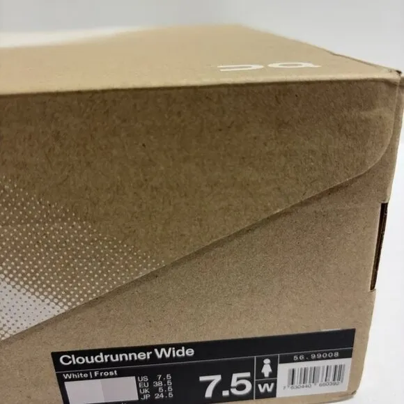 On Women’s Cloudrunner White/Frost Running Shoes, Size 7.5 Wide
