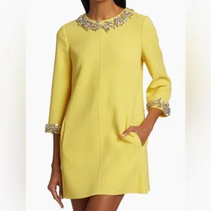 Oscar de la Renta Crystal Embellished Shift Dress