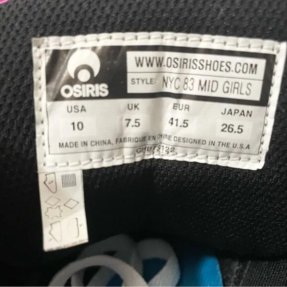 Osiris NYC 83 Mid Girls Women’s Size 10 Skateboarding Shoes