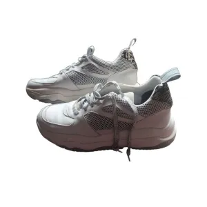 P448 Unisex High Top Sneakers White Print Mens 9-9.5 US 42 EU Womens‎ 11-11.5
