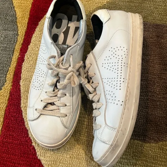 P448 Women’s John Sneakers Shoes White Leather Low Top Size 41 / USA 10 1/2