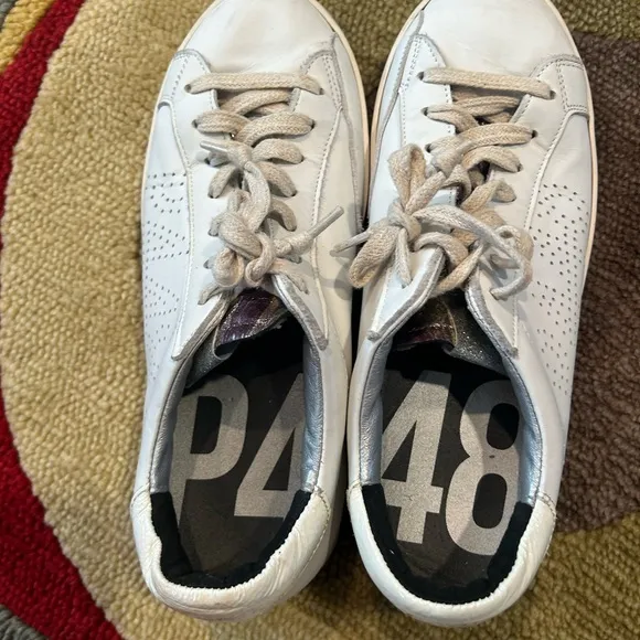 P448 Women’s John Sneakers Shoes White Leather Low Top Size 41 / USA 10 1/2