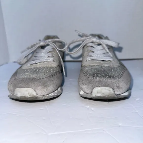 Paul Green Women’s Gray &amp; Silver Metallic Camouflage Lace Up Sneakers- Size 8