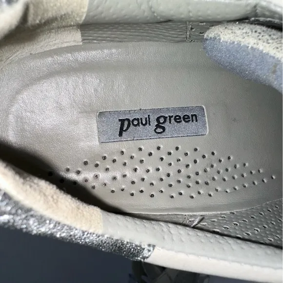 Paul Green Women’s Gray &amp; Silver Metallic Camouflage Lace Up Sneakers- Size 8