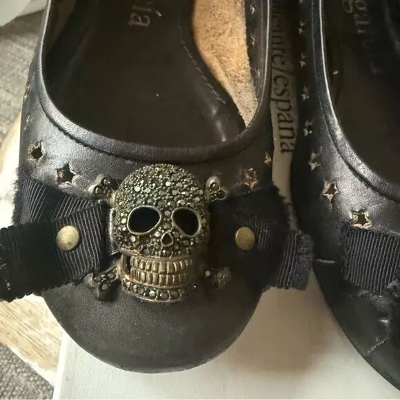 Pedro Garcia Leather Skull Flats Shoes Women’s 6