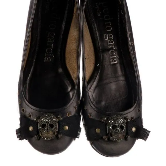 Pedro Garcia Leather Skull Flats Shoes Women’s 6