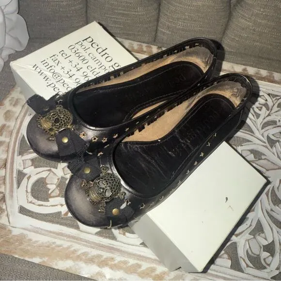 Pedro Garcia Leather Skull Flats Shoes Women’s 6