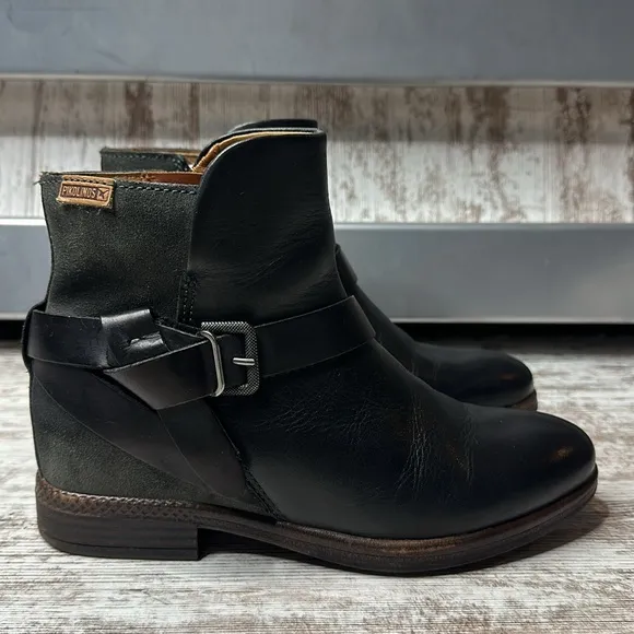 Pikolinos Ordinos Ankle boot with Leather accent strap &amp; buckle, sz 36