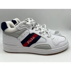Polo Ralph Lauren Court Mid Pro Sneaker Red White &amp; Blue Shoes Men 10.5D NEW🛒