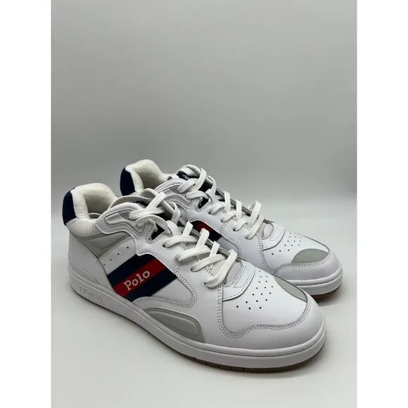 Polo Ralph Lauren Court Mid Pro Sneaker Red White &amp; Blue Shoes Men 10.5D NEW🛒