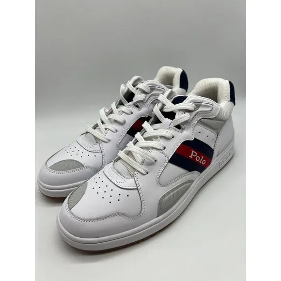 Polo Ralph Lauren Court Mid Pro Sneaker Red White &amp; Blue Shoes Men 10.5D NEW🛒
