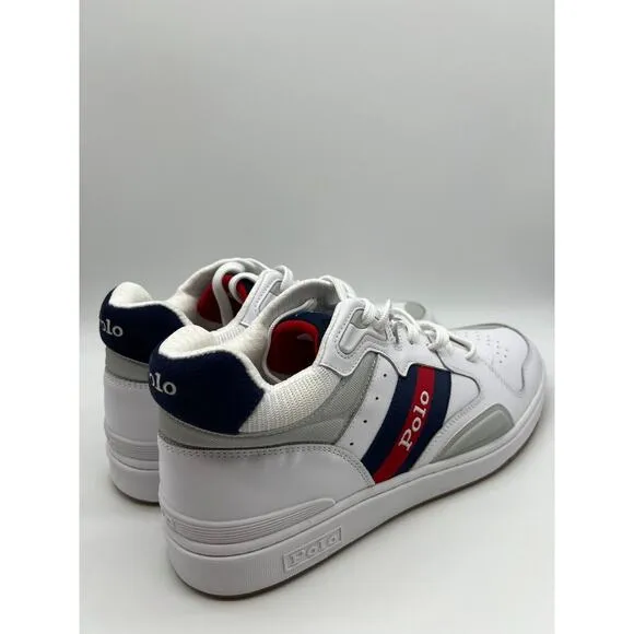 Polo Ralph Lauren Court Mid Pro Sneaker Red White &amp; Blue Shoes Men 10.5D NEW🛒