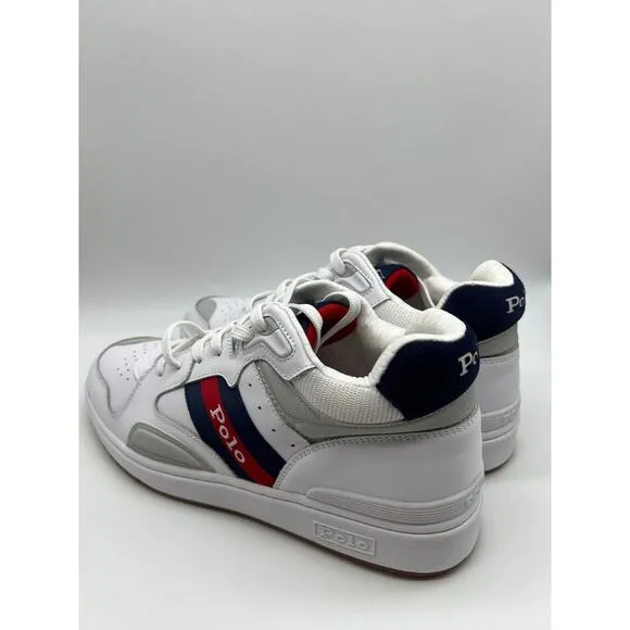 Polo Ralph Lauren Court Mid Pro Sneaker Red White &amp; Blue Shoes Men 10.5D NEW🛒