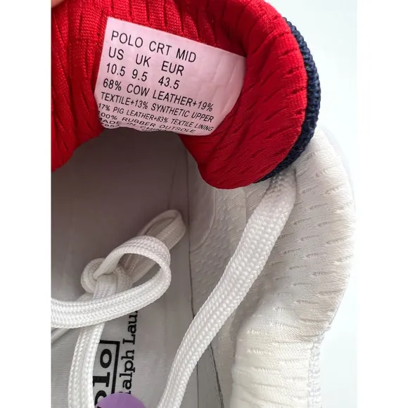 Polo Ralph Lauren Court Mid Pro Sneaker Red White &amp; Blue Shoes Men 10.5D NEW🛒