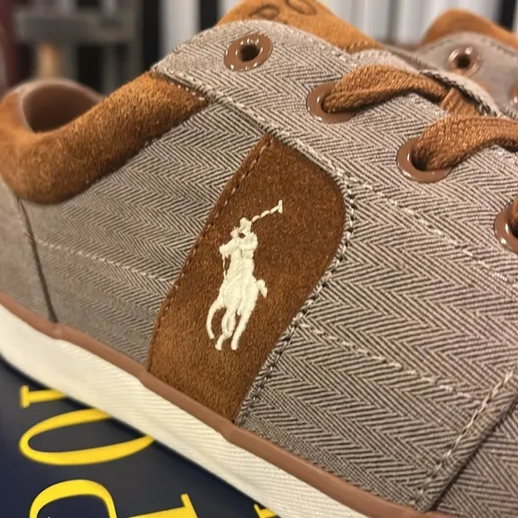 Polo Ralph Lauren Halmore Herringbone shoes sneakers khaki brown Men’s Size 11.5