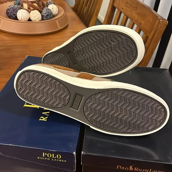 Polo Ralph Lauren Halmore Herringbone shoes sneakers khaki brown Men’s Size 12