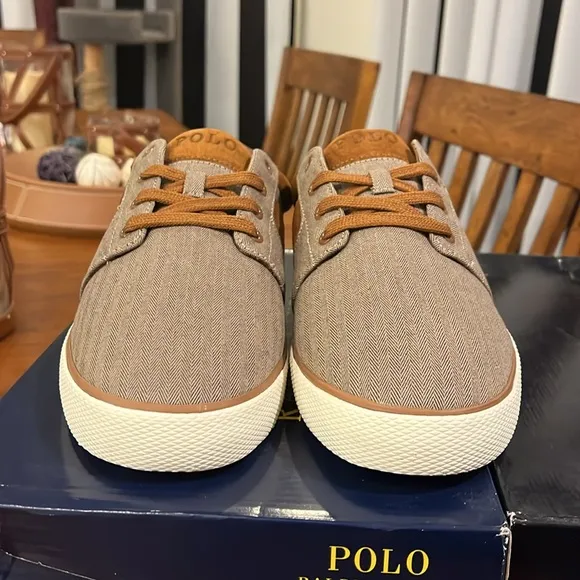 Polo Ralph Lauren Halmore Herringbone shoes sneakers khaki brown Men’s Size 12