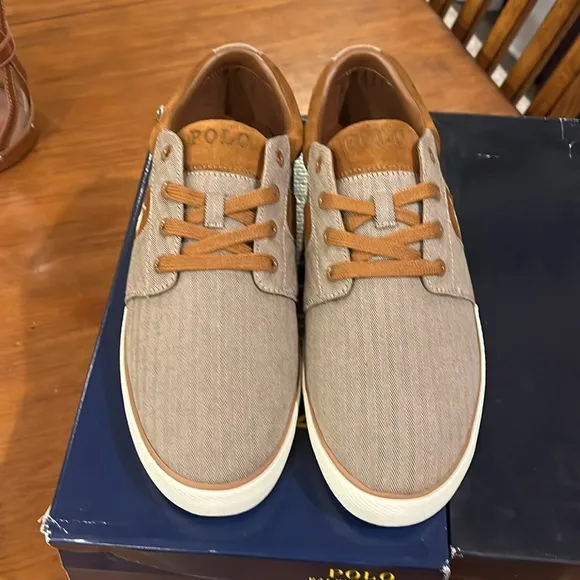 Polo Ralph Lauren Halmore Herringbone shoes sneakers khaki brown Men’s Size 12