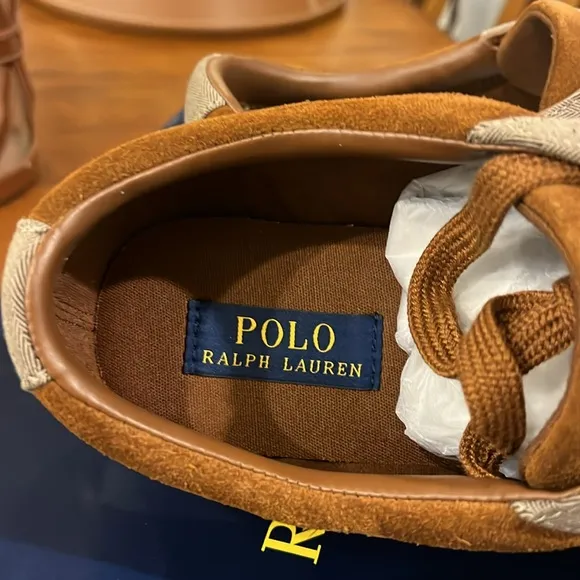 Polo Ralph Lauren Halmore Herringbone shoes sneakers khaki brown Men’s Size 12