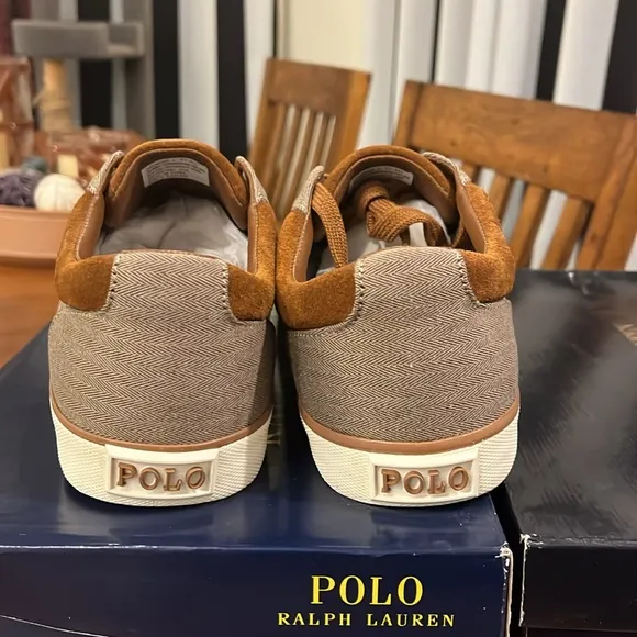 Polo Ralph Lauren Halmore Herringbone shoes sneakers khaki brown Men’s Size 12