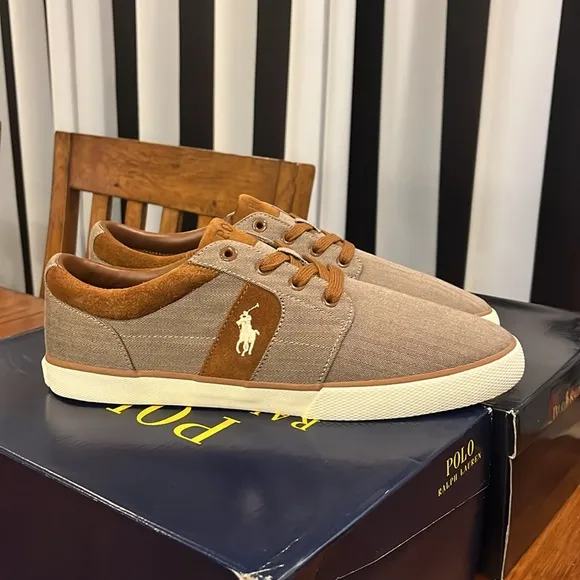 Polo Ralph Lauren Halmore Herringbone shoes sneakers khaki brown Men’s Size 12