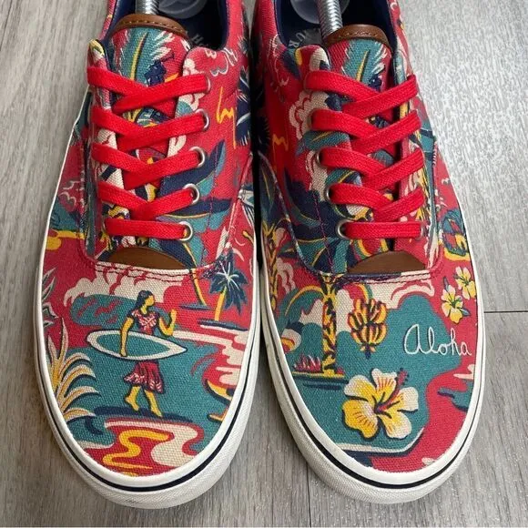 Polo Ralph Lauren shoes men’s size 10.5 red Hawaiian Floral Thornton III