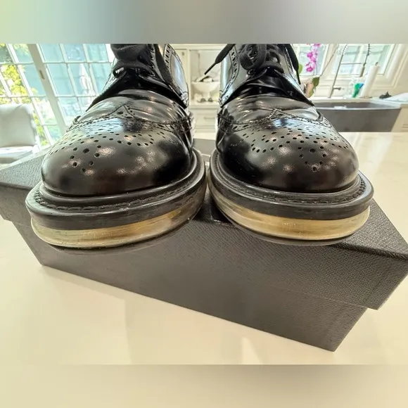 Prada Levitate Brogues Wing tip black air soled Spalato sneakers shoes size 9