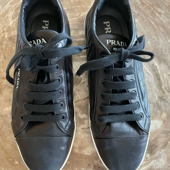 Prada Women’s Black Leather Sneakers