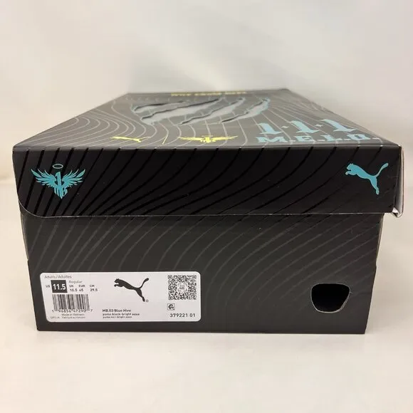 Puma Lamelo Ball MB.03 Blue Hive Basketball Shoes Black Blue Men’s Size 11.5