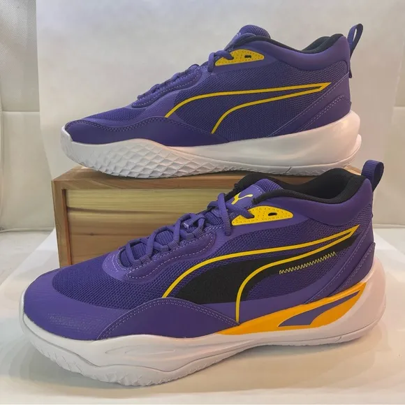 Puma Playmaker Pro Basketball Shoes Lakers Purple Gold 377572-08 Men’s Size 10