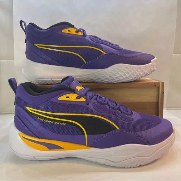 Puma Playmaker Pro Basketball Shoes Lakers Purple Gold 377572-08 Men’s Size 10