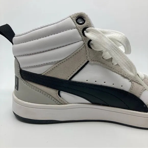 Puma Rebound Street V2 shoes sneakers high tops lace up shoes gray white 5C