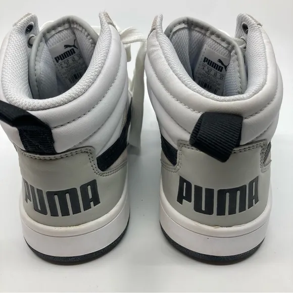 Puma Rebound Street V2 shoes sneakers high tops lace up shoes gray white 5C