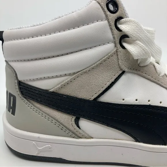 Puma Rebound Street V2 shoes sneakers high tops lace up shoes gray white 5C