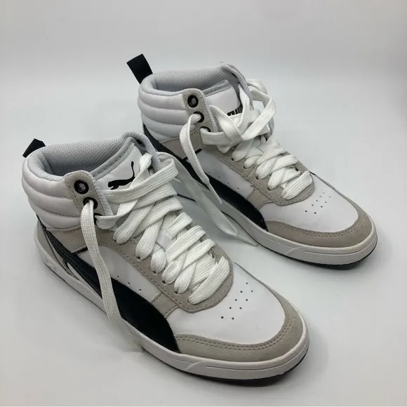 Puma Rebound Street V2 shoes sneakers high tops lace up shoes gray white 5C