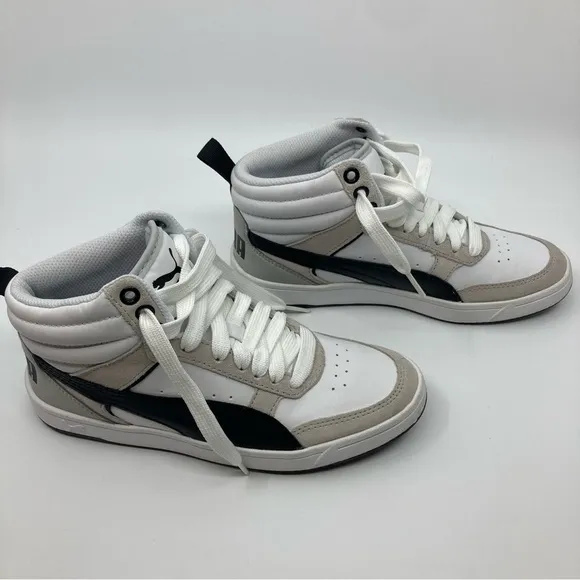 Puma Rebound Street V2 shoes sneakers high tops lace up shoes gray white 5C