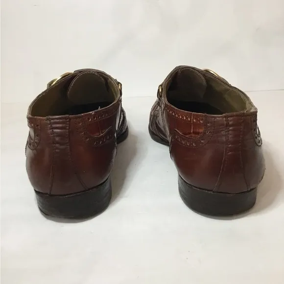 R Martegani Men’s Brown Alligator Leather Monkstrap  Shoes Size 10.5