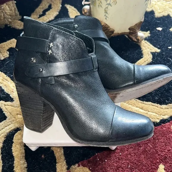 Rag &amp; Bone Women’s Black Leather Ankle Booties, Boots Shoes Size 7