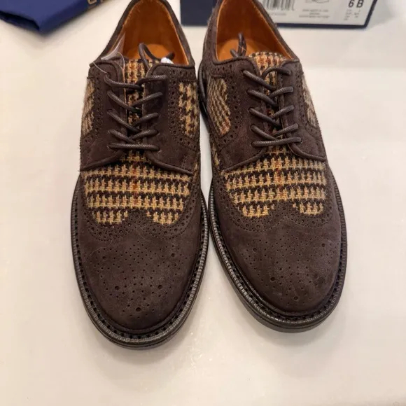 Ralph Lauren Asher Wool &amp; Suede Wingtip Oxford Shoes Unisex Men’s 6 Womens 8 NEW