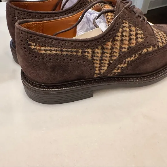Ralph Lauren Asher Wool &amp; Suede Wingtip Oxford Shoes Unisex Men’s 6 Womens 8 NEW