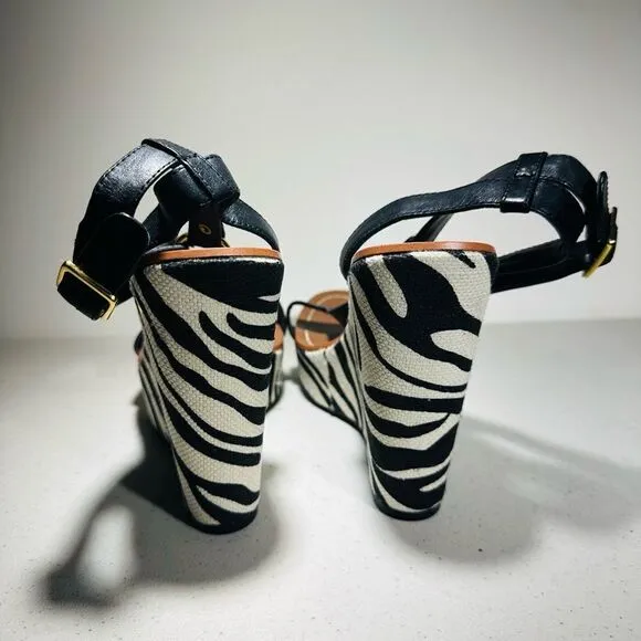 RALPH LAUREN women’s 6BWedge zebra Heels DISHA NEW strap platform Shoes Sexy