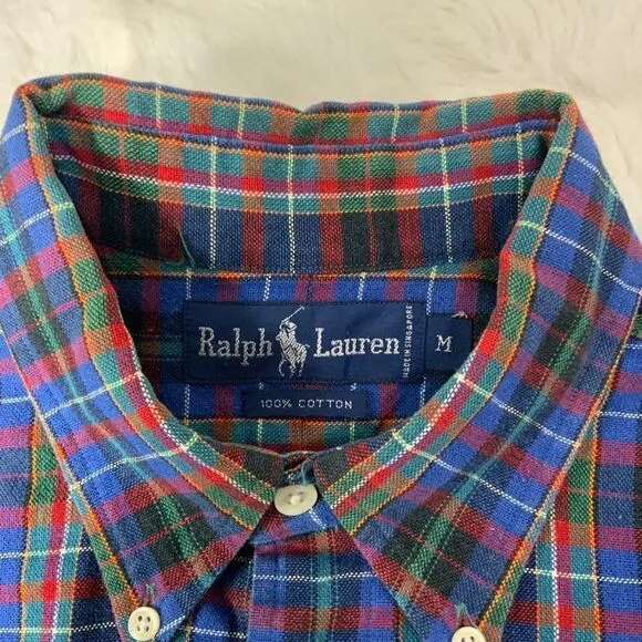 RALPH LAUREN heavy cotton long sleeve plaid shirt