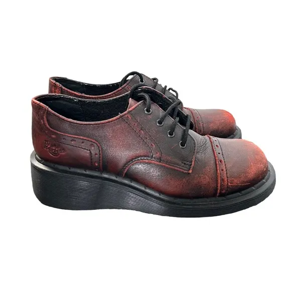 Rare Dr Martens wine Oxford platform shoes Size 7