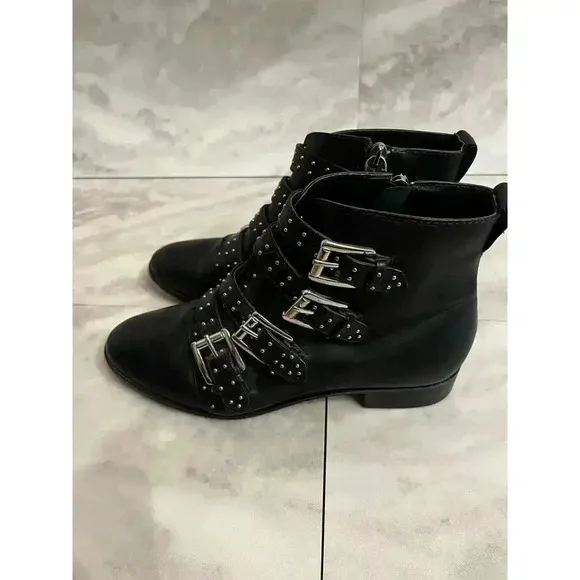 Rebecca Minkoff Shoes Maddox Buckle Ankle Booties Black Studded Women’s Size 7